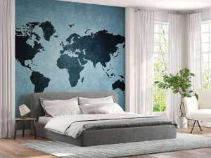 Sale Blauwe wereldkaart fotobehang Gang