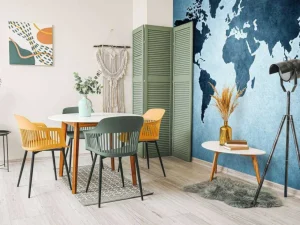 Sale Blauwe wereldkaart fotobehang Gang