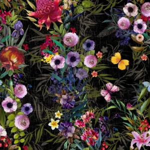 Sale Bloemen design met een zwarte achtergrond fotobehang Bloemen