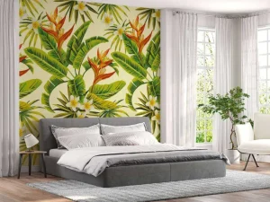 Best Bloemen en bladeren print fotobehang Bloemen