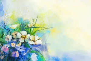 Hot Bloemen schilderij met een wazige achtergrond fotobehang Kunst & Design | Bloemen