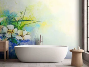 Hot Bloemen schilderij met een wazige achtergrond fotobehang Kunst & Design | Bloemen
