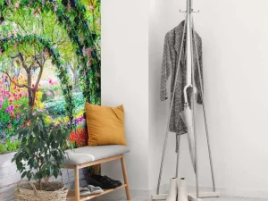 Discount Bloemenbogen in een parkje fotobehang Bloemen | 3d