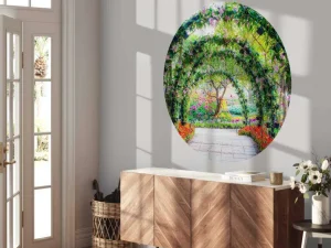 Discount Bloemenbogen in een parkje fotobehang Bloemen | 3d