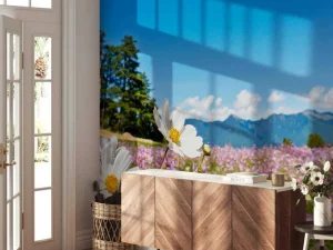 Discount Bloemenveld met mooie achtergrond fotobehang Bloemen