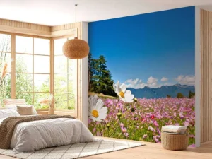 Discount Bloemenveld met mooie achtergrond fotobehang Bloemen