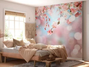 Online Bloesem met wazige achtergrond fotobehang Bloemen