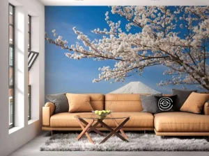 Fashion Bloesem voor de Fuji Berg fotobehang Bloemen