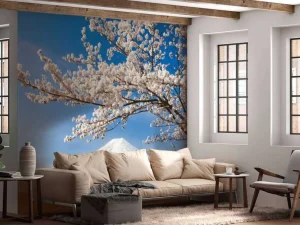 Fashion Bloesem voor de Fuji Berg fotobehang Bloemen