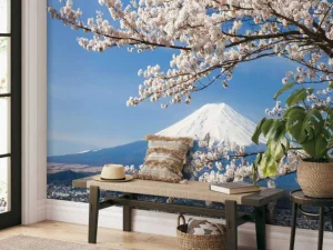 Fashion Bloesem voor de Fuji Berg fotobehang Bloemen