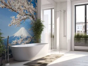 Fashion Bloesem voor de Fuji Berg fotobehang Bloemen