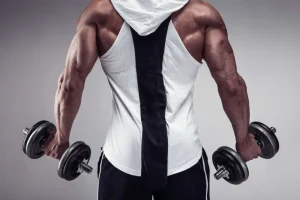 Online Bodybuilder aan het trainen fotobehang Tienerkamer | Sport