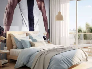 Online Bodybuilder aan het trainen fotobehang Tienerkamer | Sport