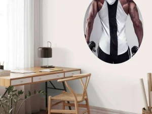 Online Bodybuilder aan het trainen fotobehang Tienerkamer | Sport