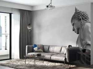 Discount Boeddha met een handgebaar fotobehang Woonkamer | Kunst & Design