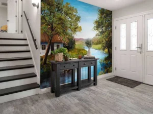 Sale Boerderij met een zomers landschap schilderij fotobehang Kunst & Design
