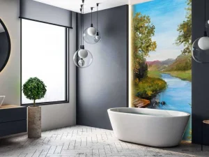 Sale Boerderij met een zomers landschap schilderij fotobehang Kunst & Design