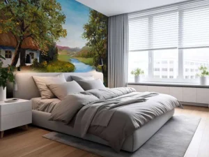 Sale Boerderij met een zomers landschap schilderij fotobehang Kunst & Design