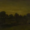 Clearance Boerendorp in de avond fotobehang Kunst & Design