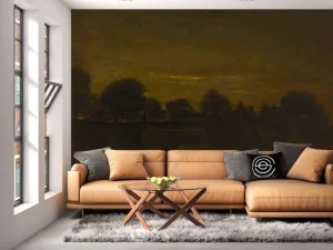 Clearance Boerendorp in de avond fotobehang Kunst & Design