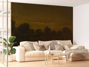 Clearance Boerendorp in de avond fotobehang Kunst & Design