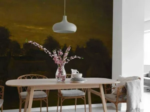 Clearance Boerendorp in de avond fotobehang Kunst & Design