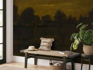Clearance Boerendorp in de avond fotobehang Kunst & Design