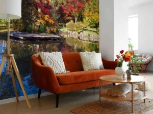 Fashion Bomen achter het Water fotobehang Bloemen