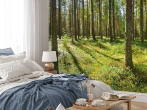 Discount Bomen in het Bos fotobehang Bloemen
