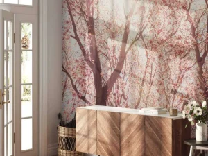 Hot Boom Bloesem met Zon op Achtergrond fotobehang Bloemen