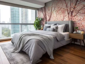 Hot Boom Bloesem met Zon op Achtergrond fotobehang Bloemen