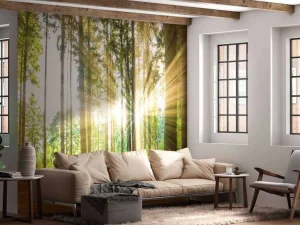 Sale Bos met felle zon op de achtergrond fotobehang Bloemen