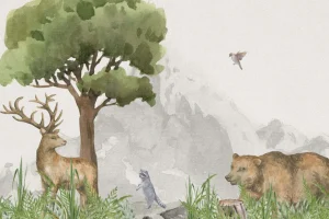 Fashion Bosdieren bij een berg Kinderkamer | Dieren