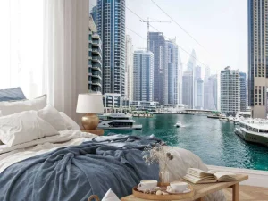 Outlet Boten in Dubai Marina fotobehang Transport | Architectuur