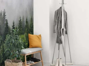 Fashion Bovenaanzicht van een mistig bos fotobehang Bloemen