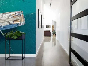 Hot Bovenaanzicht van een zeilboot fotobehang Tienerkamer | Transport