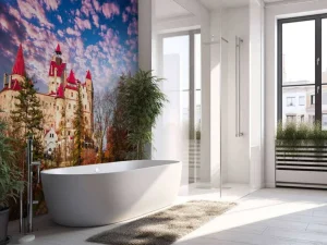 Hot Bran Castle in Roemenië fotobehang Bloemen | Architectuur