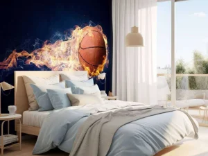 New Brandende basketbal fotobehang Kinderkamer | Sport