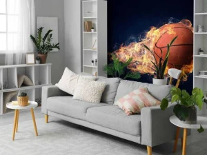 New Brandende basketbal fotobehang Kinderkamer | Sport