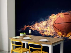 New Brandende basketbal fotobehang Kinderkamer | Sport