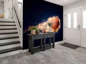 New Brandende basketbal fotobehang Kinderkamer | Sport