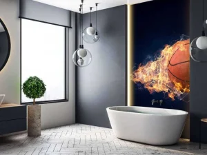 New Brandende basketbal fotobehang Kinderkamer | Sport