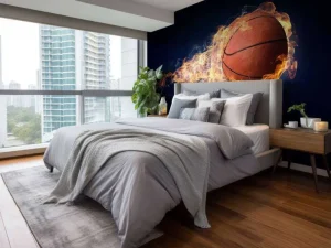 New Brandende basketbal fotobehang Kinderkamer | Sport