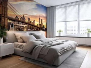 Outlet Brooklyn Bridge bij zonsondergang fotobehang Architectuur