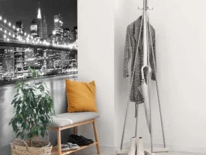 Sale Brooklyn Bridge in zwart-wit fotobehang Architectuur