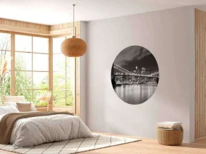 Sale Brooklyn Bridge in zwart-wit fotobehang Architectuur