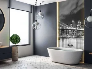 Sale Brooklyn Bridge in zwart-wit fotobehang Architectuur