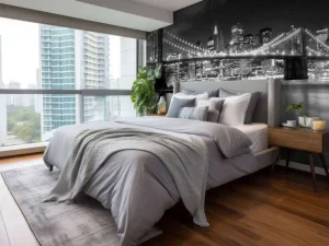 Sale Brooklyn Bridge in zwart-wit fotobehang Architectuur