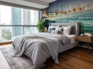 Clearance Brooklyn Bridge met een skyline op de achtergrond fotobehang Architectuur
