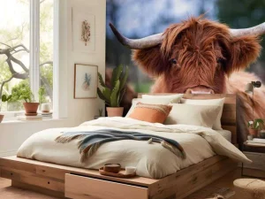 New Bruine Hooglander van dichtbij fotobehang Keuken | Dieren